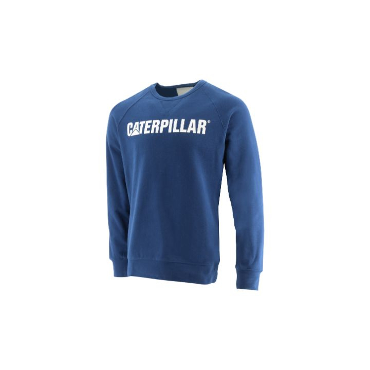 Bluza Męskie Caterpillar Foundation Crewneck Sweatshirt Niebieskie | PL-6324