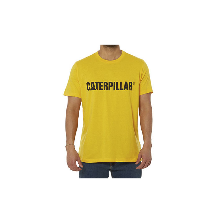 T-Shirts Męskie Caterpillar Caterpillar Logo Żółte | PL-5389