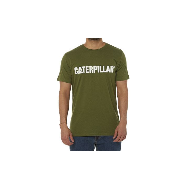 T-Shirts Męskie Caterpillar Caterpillar Logo Białe | PL-9057