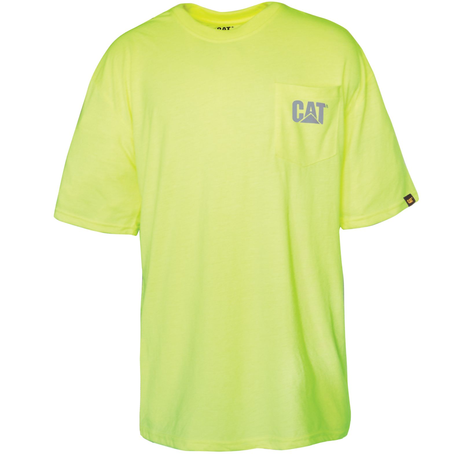 T-Shirts Męskie Caterpillar Hi-vis Trademark Pocket Żółte | PL-5407