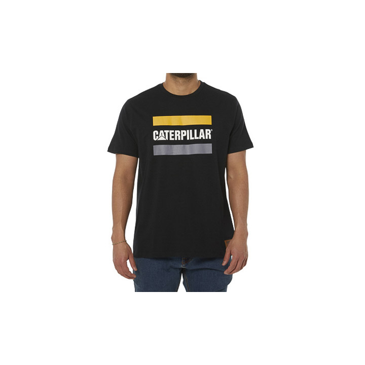 T-Shirts Męskie Caterpillar Robocze Logo Czarne | PL-2140