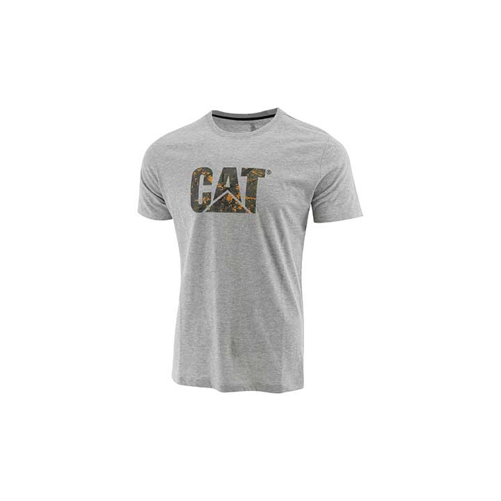 T-Shirts Męskie Caterpillar Slim Fit Logo Szare Camo | PL-4713