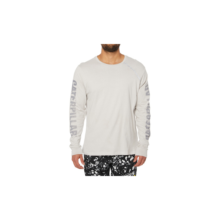 T-Shirts Męskie Caterpillar Stone Reflective L/S Białe | PL-9637
