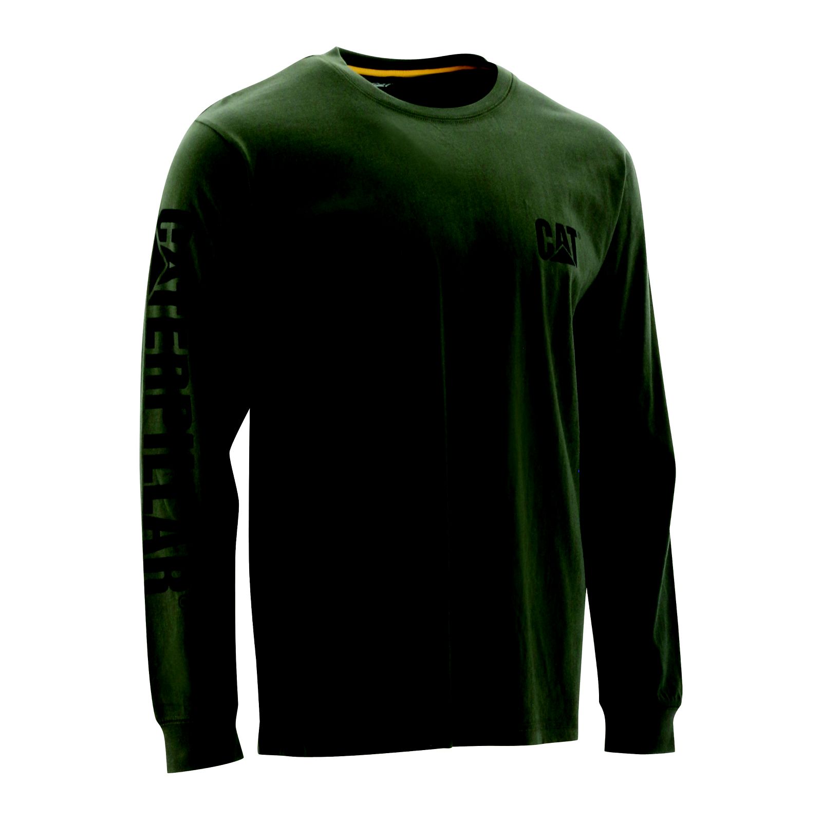 T-Shirts Męskie Caterpillar Trademark Banner Long Sleeve Zielone | PL-1386