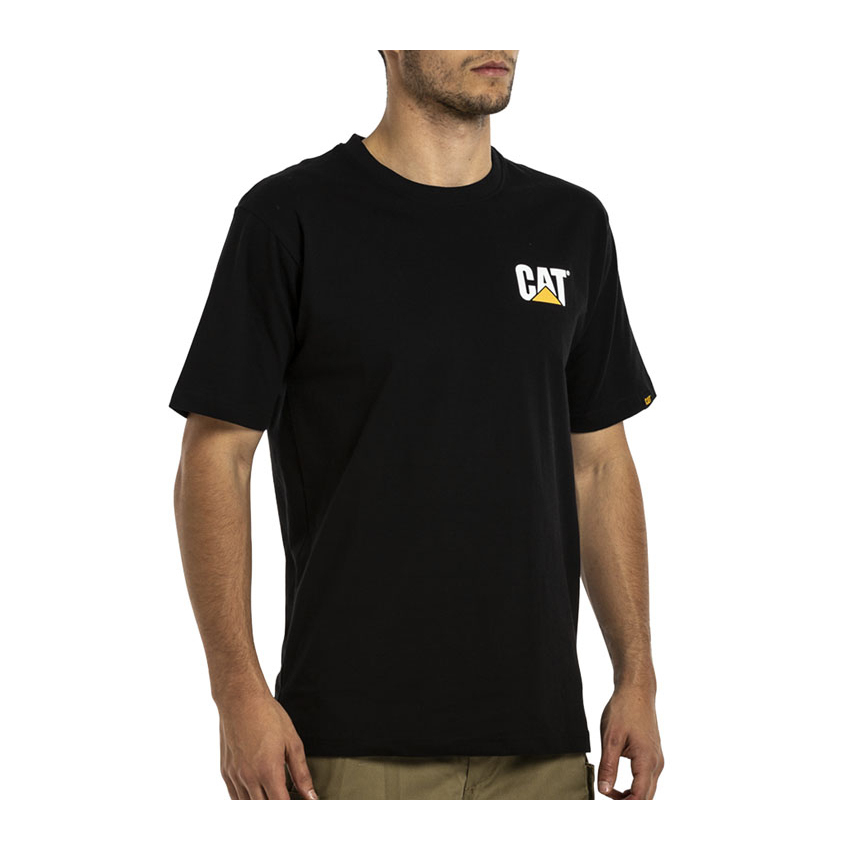 T-Shirts Męskie Caterpillar Trademark Czarne | PL-3574