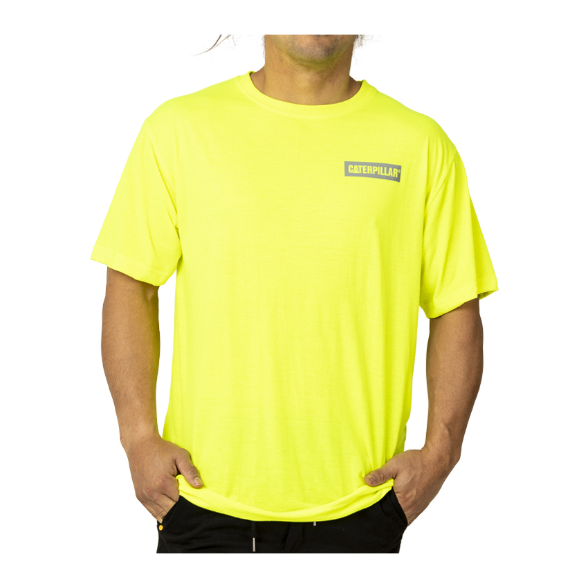 T-Shirts Męskie Caterpillar Triton Block S/S Żółte | PL-4059